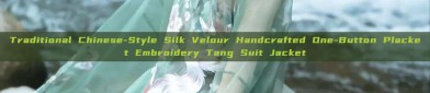 Traditional Chinese-Style Silk Velour Handcrafted One-Button Placket Embroidery Tang Suit Jacket