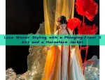 Luxe Winter Styling with a Plunging-Front Skirt and a Horseface Jacket