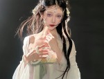 Winter Celebration:A Girl in Hanfu Costume Greets the New Year