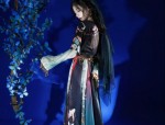 Winter and Autumn Chinese New Years Greetings in Traditional Girls Hanfu Costumes for Big Kids