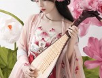 The Enchantment of a Purple Cheongsam with Fluttering Sleeves