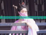 Little Girl in Hanfu Clothes and Traditional Canvas Shoes