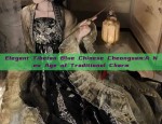 The Charm of V-neck Cheongsam with Mid-length Length