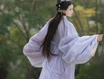 A Little Girl in Traditional Chinese Hanfu Long-sleeved Robes