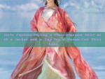 Girls Fashion:Styling a Plum-Blossom Skirt with a Jacket and a Top for a Horse-Tail Skirt Look