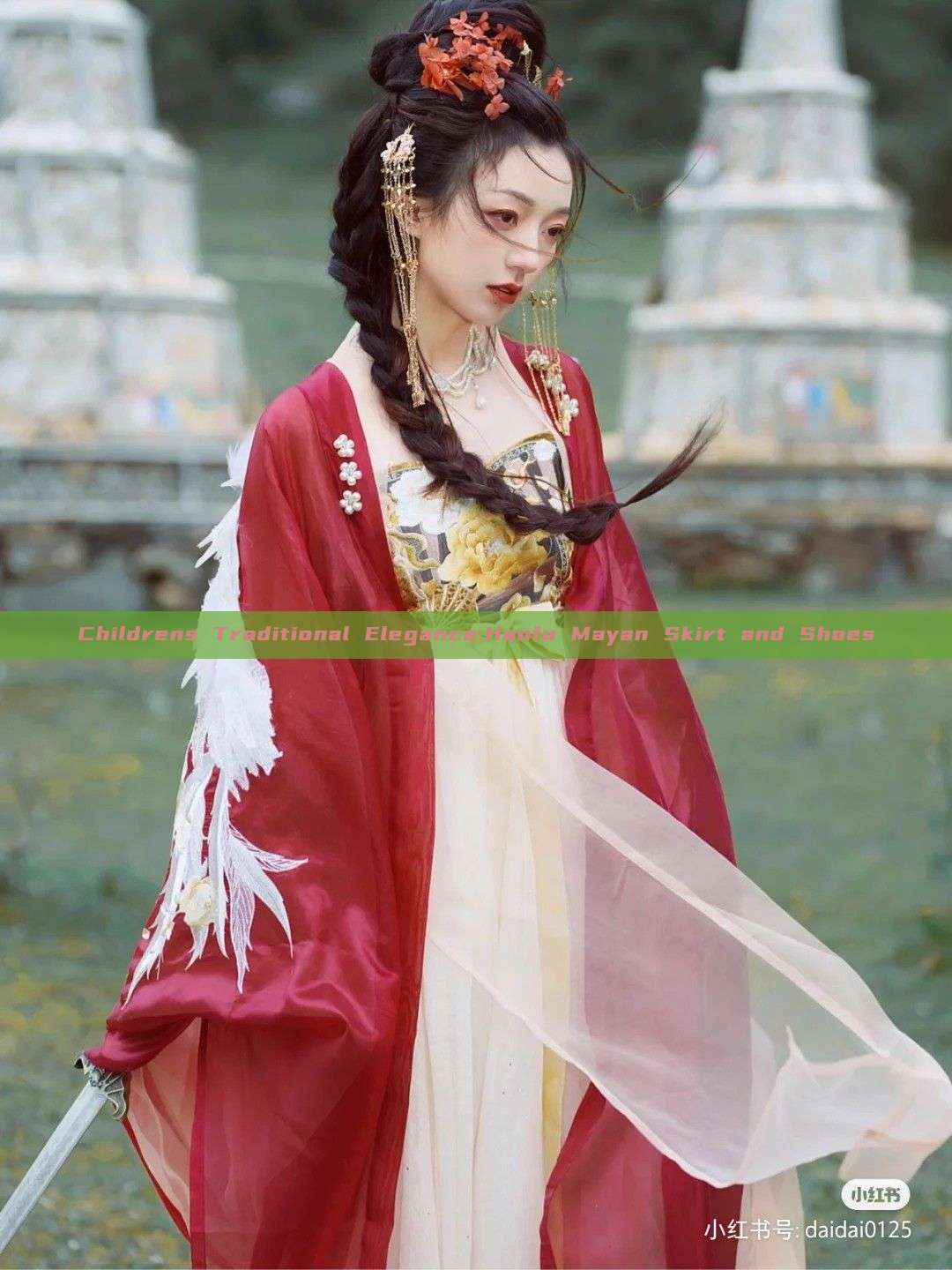 Childrens Traditional Elegance:Hanfu Mayan Skirt and Shoes Childrens Traditional Elegance:Hanfu Mayan Skirt and Shoes