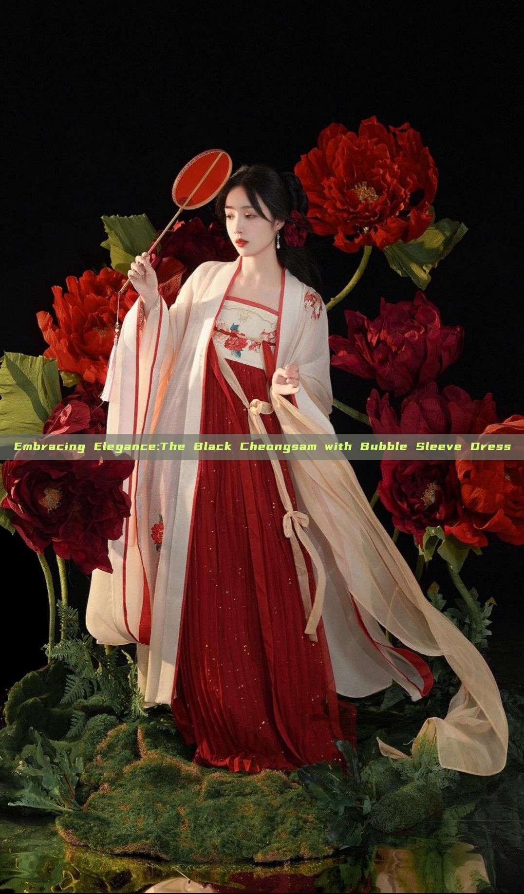 Embracing Elegance:The Black Cheongsam with Bubble Sleeve Dress Embracing Elegance:The Black Cheongsam with Bubble Sleeve Dress