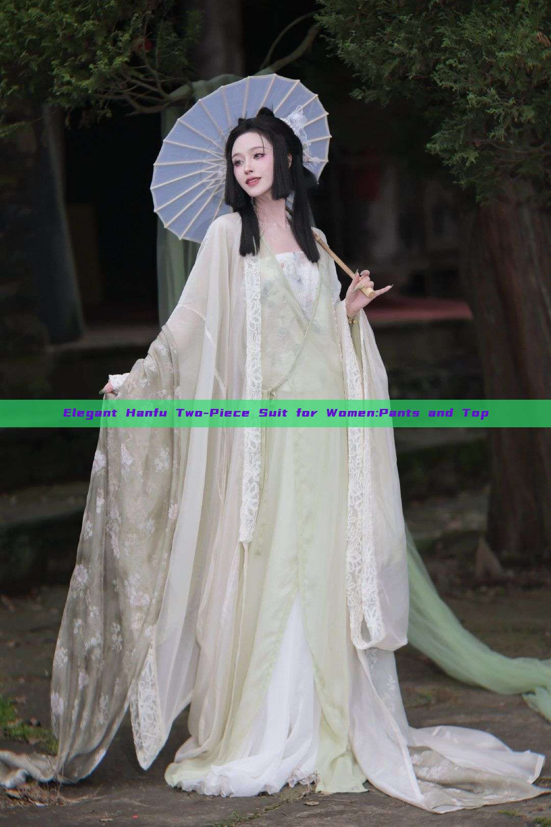 Elegant Hanfu Two-Piece Suit for Women:Pants and Top Elegant Hanfu Two-Piece Suit for Women:Pants and Top