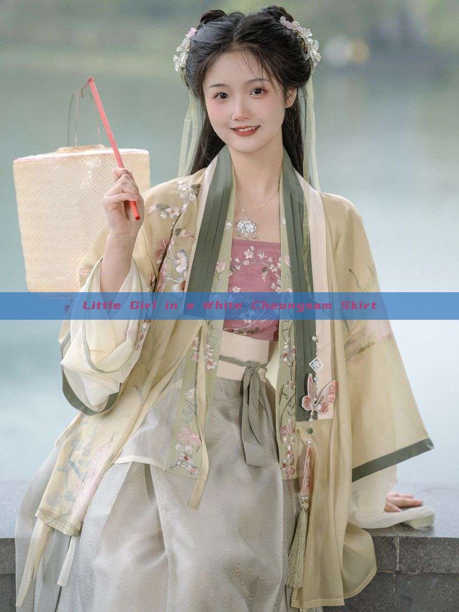 Little Girl in a White Cheongsam Skirt Little Girl in a White Cheongsam Skirt