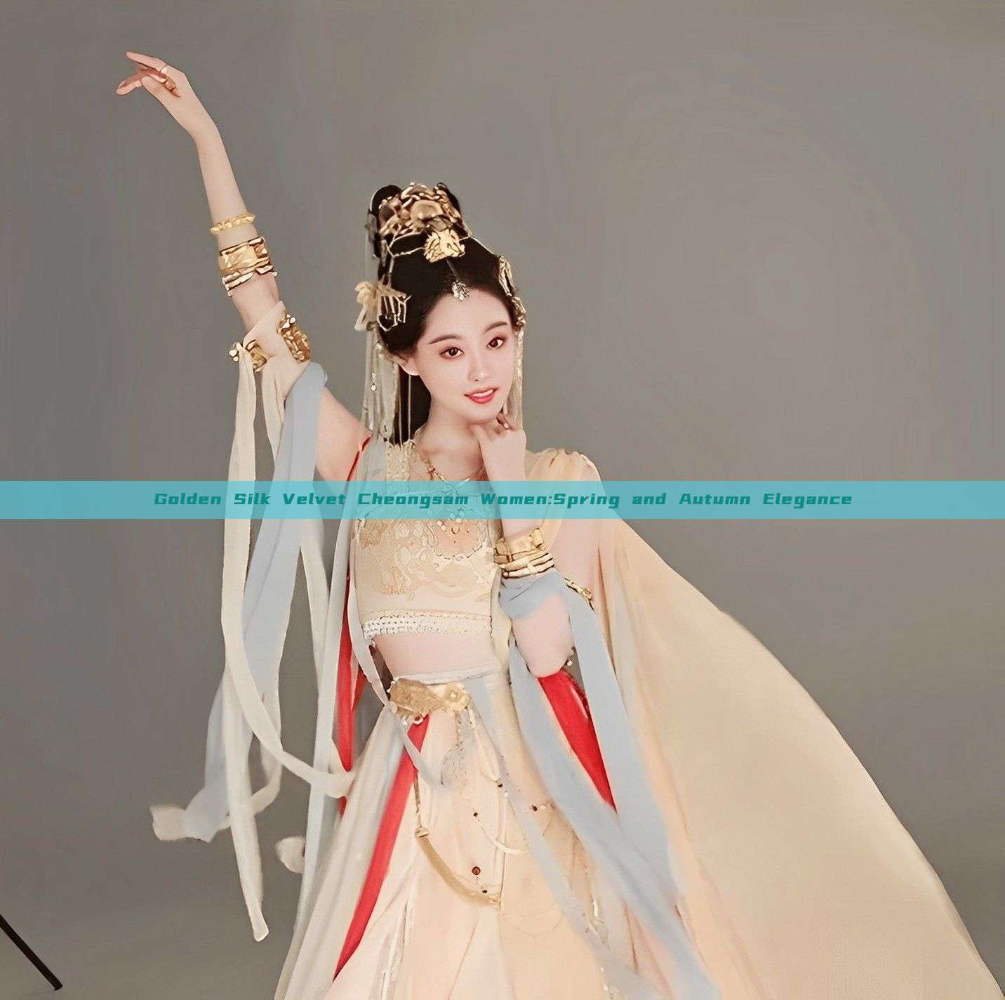 Golden Silk Velvet Cheongsam Women:Spring and Autumn Elegance Golden Silk Velvet Cheongsam Women:Spring and Autumn Elegance