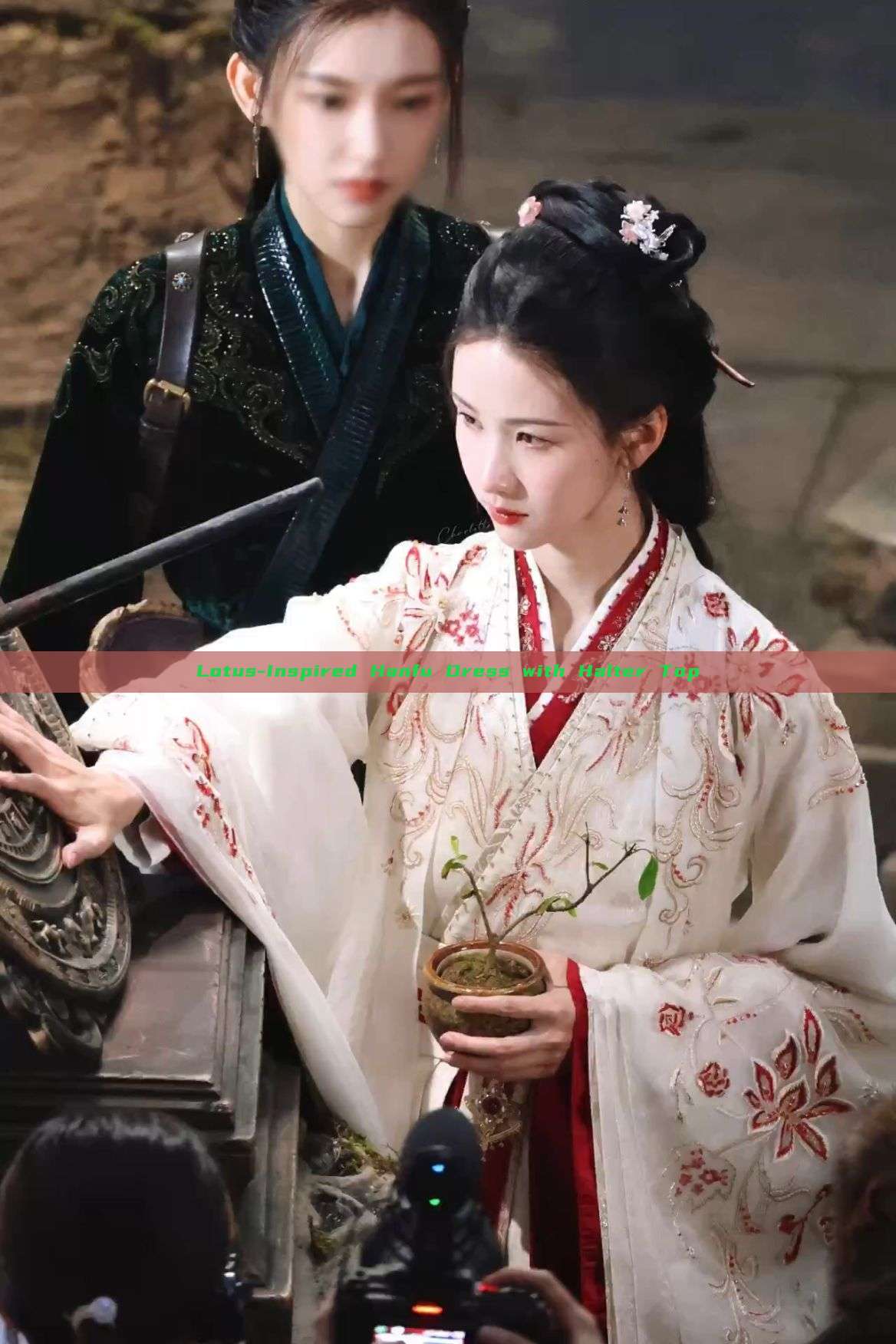 Lotus-Inspired Hanfu Dress with Halter Top Lotus-Inspired Hanfu Dress with Halter Top
