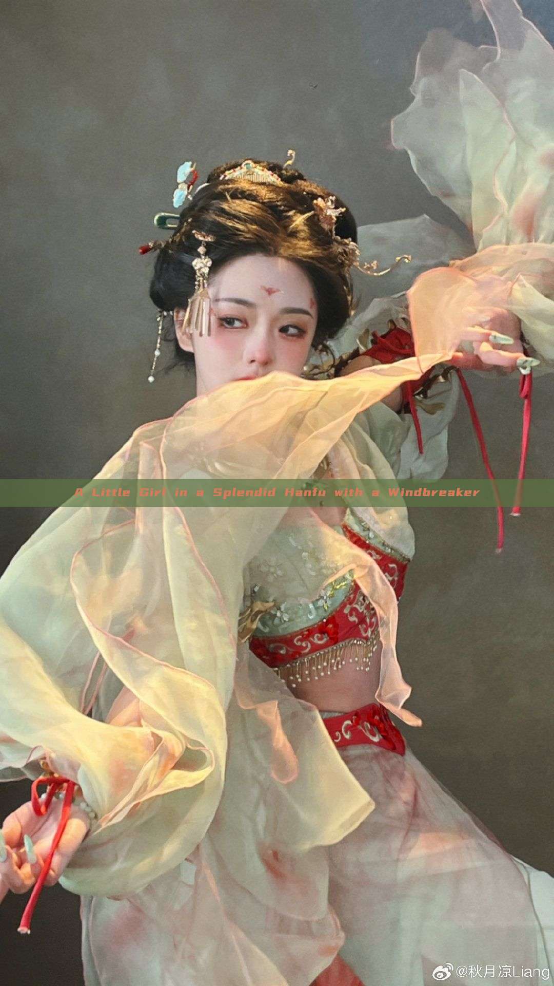 A Little Girl in a Splendid Hanfu with a Windbreaker