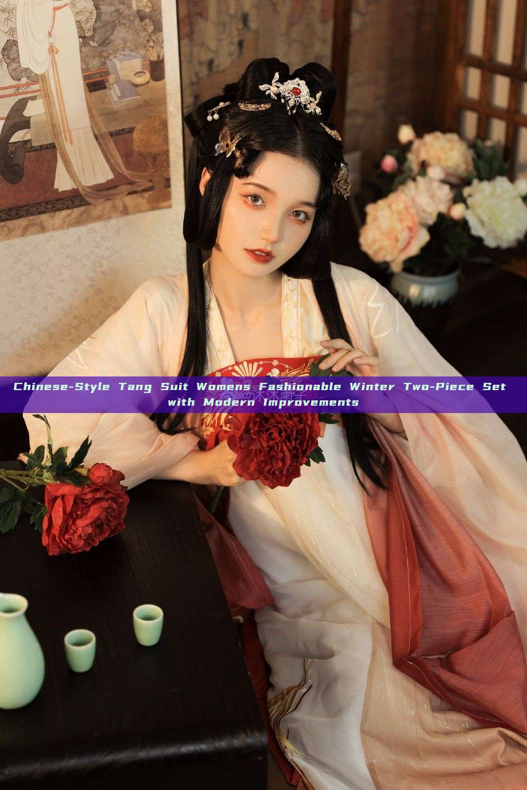 Chinese-Style Tang Suit Womens Fashionable Winter Two-Piece Set with Modern Improvements Chinese-Style Tang Suit Womens Fashionable Winter Two-Piece Set with Modern Improvements