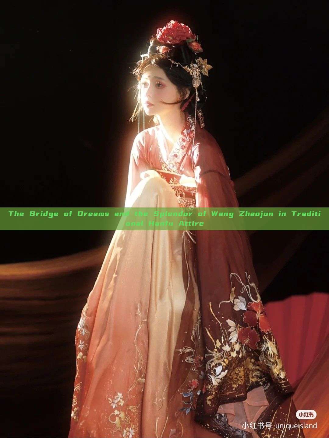 The Bridge of Dreams and the Splendor of Wang Zhaojun in Traditional Hanfu Attire